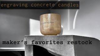 Engraving Concrete Vessels | Make Candles with me | *maker's favorites restock*