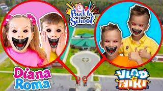 Drone Catches KIDS DIANA SHOW WITH VLAD AND NIKI AT HAUNTED SCHOOL!! *ROMA & DIANA IN REAL LIFE*