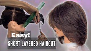 Easy! SHORT LAYERED HAIRCUT TUTORIAL