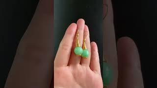 翡翠耳坠Jade@earring18k金镶嵌，复古设计翡翠珠珠耳坠，寓意路路通，万事顺畅无阻碍