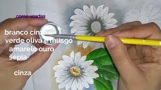 Veja o grande segredo de como pintar linda margarida #pintura em tecido