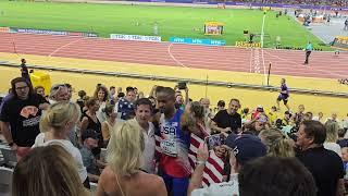 Quincy Hall after relay gold medal - WCH23 Budapest