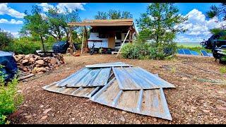 The Lightweight Solution For The Camper Cover - Reclaimed U-Channel Metal Roofing - Better Water!