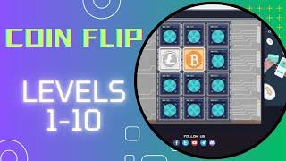 Playing Levels 1-10 on Rollercoin's Coin Flip - FREE Play-To-Earn Crypto Mining Game