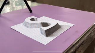 Draw a Letter S on Line Paper 3D || perspective drawing easy step by step
