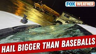 Hail Bigger Than Baseballs Destroys Storm Chaser's Car Windshield In Colorado