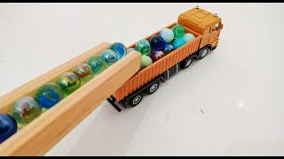 Marble Run ASMR Race  HABA Slope & Dump Truck Excavator Ambulance Forklift Garbage Truck Tractors