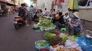 Morning Street Food At Phsa Boeng Trabek Plaza - Walking Around Food Market @ Boeng Trabek Market