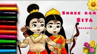 Shree Ram Sita drawing️//How to draw lord Rama and Sita //Ramnavmi special//Pencil Sketch #video