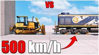 BeamNG Drive | v0.33 | Trains VS Dozer (500 km/h) | #Cars Crash Test | Car Torture 