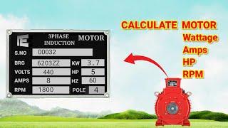 calculation of motor  rpm , hp , wattage , current #electricalteluguofficial