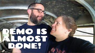 SKOOLIE DEMO | We are almost done! | Skin Removal & Floor Rust Removal |  Serendipibus | Conversion