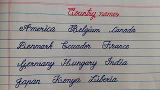 cursive Writing in country names |alphabetical order a to z | beautiful writing |