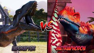 Super Hybrid Indoraptor vs. Hybrid Metriaphodon | Jurassic World: The Game