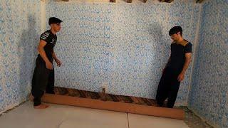 "Interior design with handmade art: wall paintings and carpeting the room with Abu and Ali"