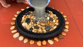 Awesome from Pebble mosaic,Tire and Cement - How to make coffee table, flower pots