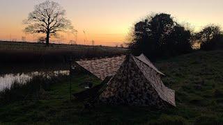 BACKWOODS BUNGALOW Trekking Pole Tent, Winter WILDCAMP, Royal Military Canal, Hiking Micro Stove