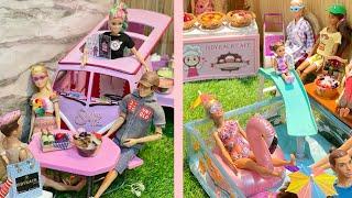 BARBIE ELIF JUALAN PUDDING TOY TOY + KOLAM RENANG BARBIE️