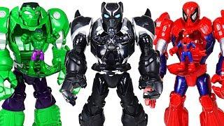 Black Panther Mech Crush the dinosaurs and help Hulk, Spider Man! - DuDuPopTOY