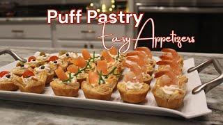 Festive PuffPastry Appetizers: Easy Holiday Party Bites | 3Delicious Flavors Shrimp, Salmon, Chicken