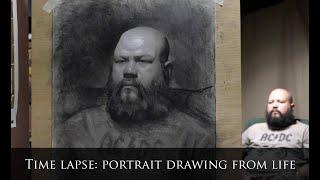 Timelapse. 2hours 45 min portrait with charcoal and white chalk on toned paper.