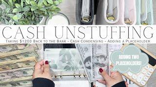 Weekly Cash Unstuffing & Cash Condensing | Adding Two Placeholders | $1203 Back to the Bank