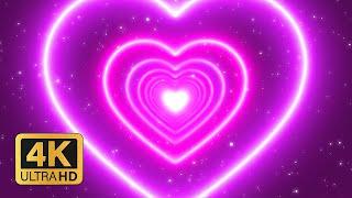 VJ Loops 2024   Pink Neon Love Heart Background Tunnel | Sparkling Pink Particles Overlay 4k 60FPS