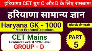 Most Expected Haryana gk Questions | Hssc cet Mains Practice set 5 | Haryana cet mock test in hindi