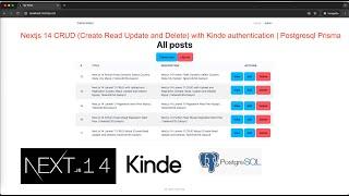 Nextjs 14 CRUD (Create Read Update and Delete) with Kinde authentication | Postgresql Prisma