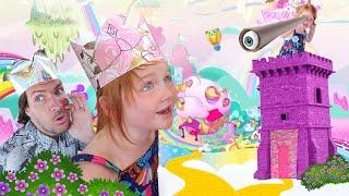 KiNG and QUEEN explore RAiNBOW JUNGLE!!  Finding New Unicorn Pets with Dad, neighbor play pretend 