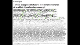 Toward a responsible future: recommendations for AI-enabled clinical decision support