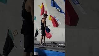 Mejdi Schalck French athlete trying hard to make a great record at the IFSC Climbing World Cup Seoul