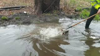 Draining Flooded Street With Major Amount Of Water Current