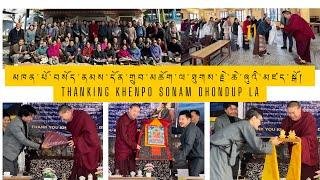 Thanking Khenpo Sonam Dhondup la from Sashi Puruwala Shichak and Puruwala Sports Club