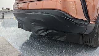 Lexus rear lower trim wrapped in Hexis Satin deep black vinyl