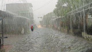 Super Heavy Rain Indonesian Village Sleep Faster And Comfortably Because Of The Sound Of Heavy Rain