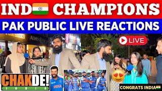 Pak Public Live Reactions On IND Won Champions Trophy  || IND Beat NZ In Final || Girls Reactions