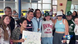 Vermont Olympian, bronze medalist Ilona Maher returns home to cheering fans in Burlington