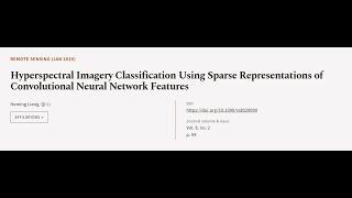 Hyperspectral Imagery Classification Using Sparse Representations of Convolutional Ne... | RTCL.TV