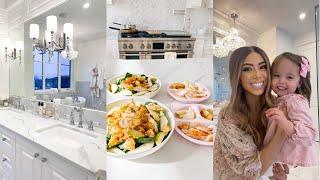 NIGHT TIME ROUTINE!DINNER MEALS + MASTER BATHROOM TOUR!