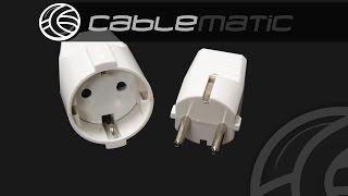 Clavija enchufe schuko recto macho blanco distribuido por CABLEMATIC ®