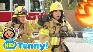  Becoming a Firefighter! | Explore Firetruck | Educational Videos for Kids | Hey Tenny!