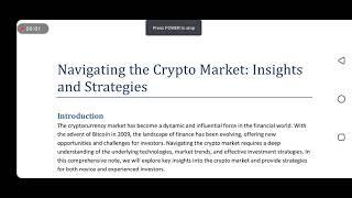 Navigating the Crypto Market: Insights and Strategies #crypto #blockchain #insights #strategy