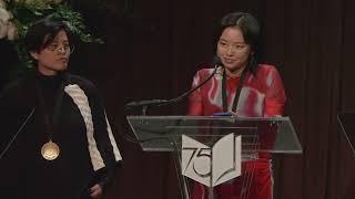 Yáng Shuāng-zǐ and Lin King accept 2024 National Book Award for Trans. Lit. for Taiwan Travelogue