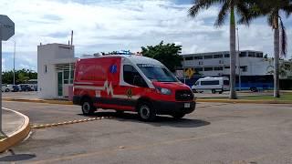 Ambulancia Y-23 de la SSP Yucatán en emergencia