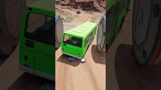 Old Bus and Big Truck Bollard Crash - BeamNG.Drive #bus