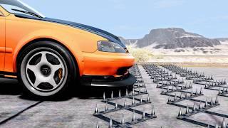 Massive Spike Strip Pileup Car Crashes #120 – BeamNG Drive | CrashBoomPunk