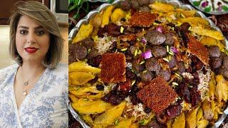 Nowruz "Reshteh Polow" Persian Rice & Noodles with Raisins & Dates