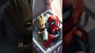 Lil Groot & Spidey learn: more they share, more they have #cuteanimation #funnyanimation #shorts