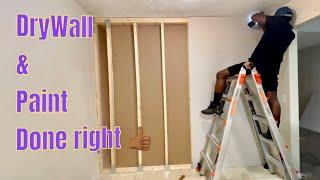 How to build a wall & add extra room to home DIY. Part 2 DryWall & Paint 